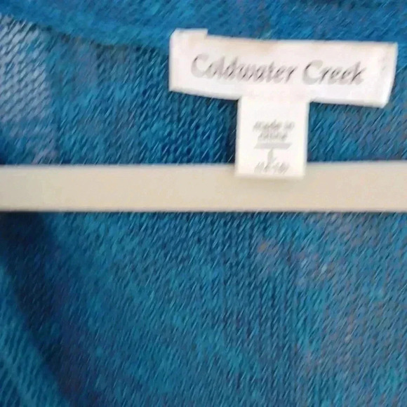 Coldwater Creek Teal 3/4 sleeve long sweater size L - Picture 2 of 7